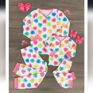 BUNDLE: Mommy & Me Matching Colorful Heart Print Pajama Set